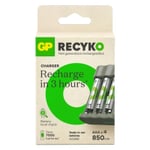 GP USB Batteriladdare + 4st GP 850 ReCyko uppladdningsbara AAA batterier