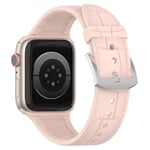 Apple Watch 9/8/7/6/5/4/3/2/1/SE - 45/44/42mm / Watch Ultra / Ultra 2 - Silikone urrem - Læder look - Lys pink