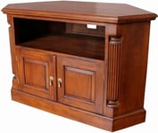 Mahogany Pillar Corner TV Unit With Two Doors Traditional Style NEW CBN062 