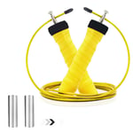 DLST Advanced Speed Skipping Rope,Conditioning&Fat Loss,adult Fitness Training,Bearing Wire Rope,Foam Handle,Interval Training&Double Unders,Working hard for health (Color : Yellow)