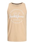 JACK & JONES Mens Sleeveless Vest Logo Design Bodybuilding Workout Jogging Gym Sports Exercise Running Sleeveless Vest for Men, Orange Colour, Size- S