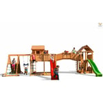 Fungoo - Aire de jeux maxi set spider land avec pont, cabane, 2 échelles, 2 toboggans, 2 murs d'escalade, mur de corde, corde, échelle de corde, bac