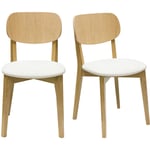 Miliboo - Chaises vintage en bois clair chêne et tissu effet laine bouclée blanc (lot de 2) lucia