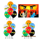 Set Of 10 Lego Ninjago Coloured Print Latex Birthday Party Decoration Balloons