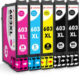 603XL Lot de 5 cartouches d'encre compatibles Epson 603 XL avec Epson Expression Home XP-3100 XP-4100 XP-2100 XP-2105 XP-3105 XP-4105 WorkForce WF-2810 WF-2830 WF-2835(Q1534)