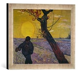 Kunst für Alle 'Encadré Image de Vincent Van Gogh Sämann pour Les untergehender Soleil, Impression d'art dans Le Cadre de Haute qualité Photos Fait Main, 40 x 30 cm, Argent Raya