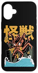 Coque pour iPhone 16 Plus Kaiju Monster Movie City Destruction Japonais Retro Comic