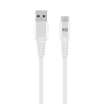 XQISIT USB till Type C Kaapeli Flätad Extra Stark 2 m Valkoinen