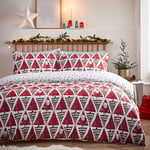 furn. Hide and Seek Santa Parure de lit Double en Coton et Polyester Rouge