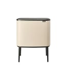 Brabantia - Bo Touch Bin 23+11L - Double Poubelle de Recyclage pour la Cuisine - Ouverture Soft-Touch - Seau Intérieur Amovible - Antidérapant - Sacs Poubelles Inclus - Soft Beige - 54 x 31 x 68 cm