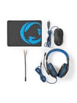 Nedis Gaming Combo Kit | 3-in-1 | Headset Mouse and Mouse Pad | Black / Blue