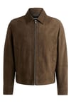 Hugo Boss Black Mens H-malbano5 Suede Jacket Open Green - Brown - Size X-Large