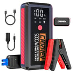 CARHEV Booster Batterie Voiture 5000A, 26800mAh Démarreur Batterie Voiture (Jusqu’à 8.0L Essence & 8.0L Diesel), 12V Portable Jump Starter avec Pinces de Sûreté Intelligentes, Lampe à LED, Écran LCD