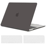 TECOOL Coque Compatible avec MacBook Air M1 (A2337) et MacBook Air 13 Pouces 2020 2019 2018 (A2179 A1932), Coque Rigide en Plastique Fine et Protection Clavier (UE AZERTY), Gris