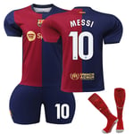 24-25 Messi 10 Barcelona Hemma Team Fotboll Kits Uniform Träningströjor Kids 26(140-150cm)