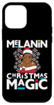 Coque pour iPhone 12 mini Mme Noël noir cheveux courts naturels mélanine magie de Noël