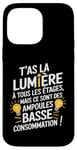 Coque pour iPhone 14 Pro Max T’as La Lumière À Tous Les Étages Mais Ampoules Basse Conso