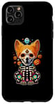 Coque pour iPhone 11 Pro Max Os de corgi mexicain Sugar Skull, Halloween, jour de la mort d'un chien