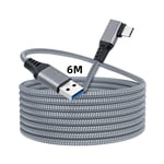 6M Link Cable Type-C vers USB3.0 Câble de Transfert de Données Câble de Charge Rapide Tressé à Angle Droit pour les Appareils à port Quest/Quest 2/Quest 3/Type-C