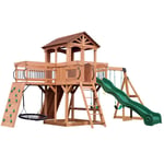 Sterling Point Swing Set, Aire de Jeux en Bois Aire de Jeux Extérieur avec parois rocheuses, toboggan, balançoires Balancoire Exterieur avec