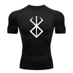 Anime Berserk Print Herr Kompressionströjor Kortärmad Gym Träning Fitness Undershirts Snabbtorkande Atletisk T-shirt T-shirts Toppar Svart 1 S