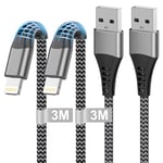 iPhone Charger Cable 3M 2Pack, MFi Certified USB to Lightning Cable 3M Extra Long iPhone Charging Cable iPhone Cable Fast Charging Nylon iPhone Charger Lead Wire for iPhone 14/13/12/11/XR/XS/X/8/7/6/5