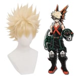 My Hero Academia Bakugou Katsuki Peruk Blonda peruker Med Bang Cosplay Party Anime Makeup Rekvisita Presenter