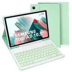 LAMA Samsung Galaxy Tab A8 Keyboard Case with Built-in S Pen Holder for Samsung Tab A8 10.5in 2021 (SM-X200/X205/X207) UK Layout, Slim Smart Galaxy Tab A8 Tablet Cover&Detachable Keyboard, Green