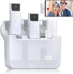 Microphone Lavalier Sans Fil Pour Téléphone Android Usb-C Avec Suppression Active Du Bruit, Lot De 2 Mini Microphones Plug-Play Avec Étui De Charge 30 Heures-Blanc