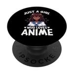 Just a Girl Who Loves Anime Merch Afro-Américain Afro PopSockets PopGrip Adhésif