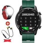 Montre Connectée Homme Femme-Appelez-Photograph-Sport Waterproof-Montre Intelligent-Casque Bluetooth+Strap-Smart watch-Vert