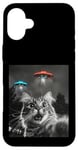 Coque pour iPhone 16 Plus Maine Coon Cat Selfie avec Alien OVNI Homme, Femme, Enfant