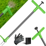 Kesser - Couteau désherbeur avec manche Désherbeur en aluminium avec poignée en t & pédale Outil de jardinage pour enlever les mauvaises herbes avec