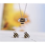 Project Honey Bees - Med Bi-Halsband, S925 Sterling Silver Gult Bi-Örhängen och Halsband Set