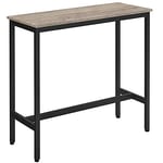 VASAGLE LBT013B01 Bar rectangulaire étroite, Table de Cuisine, Bois d'ingénierie Acier allié, Gris et Noir, 100L cm