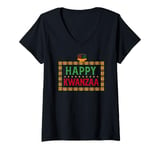 Womens Kinara Seven Candles Principles Of Kwanzaa Happy Kwanzaa V-Neck T-Shirt