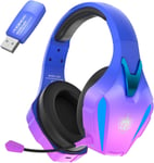 Casque Gaming sans Fil, Wireless Casque de Jeu, pour PS4/PS5/PC/Switch, Récepteur 2.4GHz, Son 7.1, Microphone Antibruit, Lumières LED