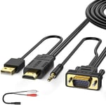 Câble Vga Vers Hdmi 15M, Ancien Pc De Style À Nouvelle Tv/Moniteur Avec Hdmi, Vga Vers Hdmi Cordon Convertisseur Adaptateur Avec Audio Pour Ordinateur Portable Vers Projecteur[PCZ230721]