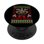 Ugly Christmas Gym "Working on my Santa Body" PopSockets PopGrip Adhésif