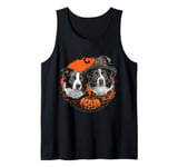 Halloween Border Collie Dogs Cute Witch Dog Pumpkin Bat Tank Top