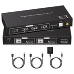 Kvm Switch Hdmi 2 Ports 4K60Hz Commutateur Kvm 2 Pc 1 Monitor Partagé 4 Usb2.0 Prise En Charge De La Commutation Par Touches Et Du Contrôle De Câble Externe Pack Comprend 2 Câbles Usb2.0