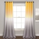 Lush Decor Rideaux ombrés Fiesta filtrant la lumière pour Salon, Salle à Manger, Chambre à Coucher (Paire), 132,1 cm de Large x 213,4 cm de Long, Jaune et Gris