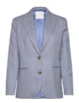 Houndstooth Wool-Blend Blazer Blue Mango