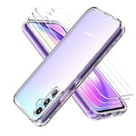 Coque pour Samsung Galaxy A34 5G avec 3 Pièces Film Protection d'écran en Verre Trempé, Transparent Souple TPU Housse Étui pour Samsung Galaxy A34 5G 6.6''