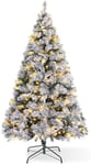 VeryMerry 5FT Pre Lit Snowy Christmas Tree with 200 Built-In Warm White LED with