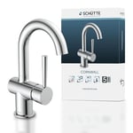 Schütte 79010 Cornwall Robinetterie de lavabo avec Bec Haut et Excentrique-Mitigeur monocommande-Chromée