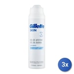 3x Gillette Skin Shaving Foam Gel 200 Ml. Ultra Sensitive