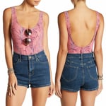 Free People Intimately Ready For The Weekend Bodysuit Jumpsuit Size M Rose