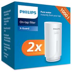 Philips Cartdridge AWP305P2/10 Lot de 2 filtres à eau pour robinet Microfiltration X-Guard réduisant jusqu'à 99% du chlore et des substances affectant le goût