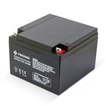 Velamp 23734 Batterie rechargeable au plomb, connexions Faston, 12V 26Ah. Idéal pour les lumières de secours, les systèmes de vidéosurveillance, les alimentations sans coupure, les loisirs, Noir